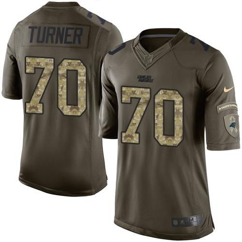 Nike Panthers #70 Trai Turner Green Men's Stitched NFL Limited Salute to Service Jersey - Click Image to Close